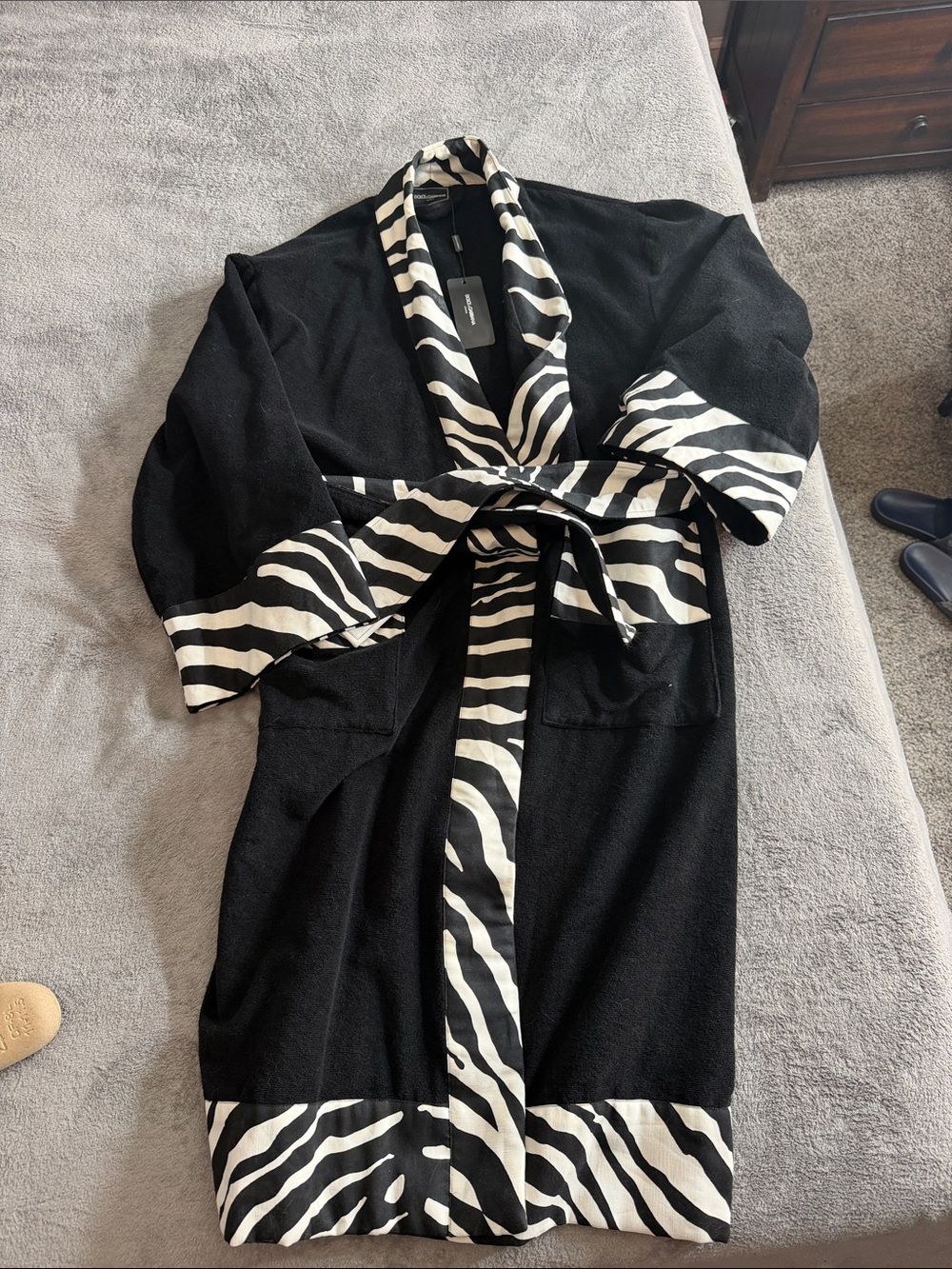 Dolce & Gabbana BathRobe with Zebra-Print Trim